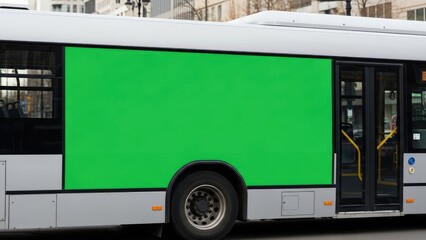 Green screen on city transit bus.