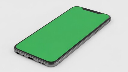 Green screen smartphone on white background.