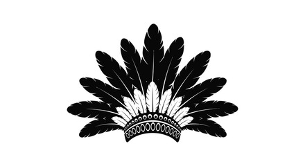 A striking depiction of a native american feathered headdress showcasing intricate details silhouette © Kuntol02