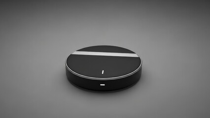 Modern black robot vacuum cleaner device.