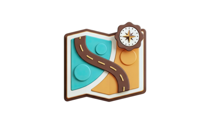 3D Map Icon with Compass