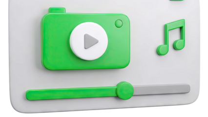 3D Render of Green Media Player Interface Icons