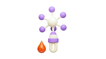 3D Render of a Molecule Model with a Droplet