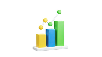3D Bar Chart with Line Graph Showing Growth
