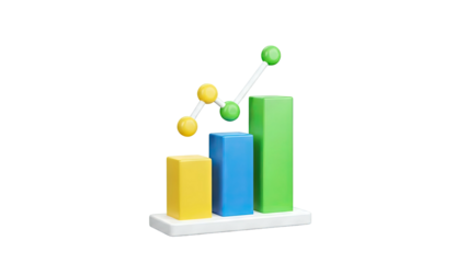 3D Bar Chart with Line Graph Showing Growth