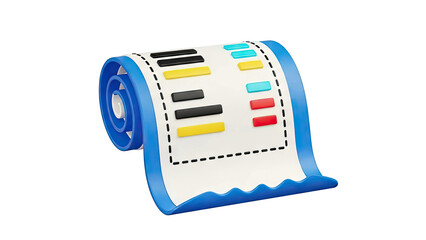 3D Rendered 3D Bar Chart on a Scroll