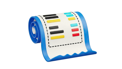 3D Rendered 3D Bar Chart on a Scroll