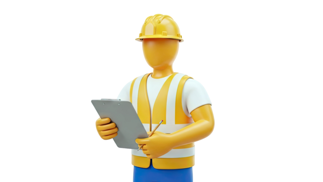 Construction Worker with Clipboard and Pencil - Powered by Adobe