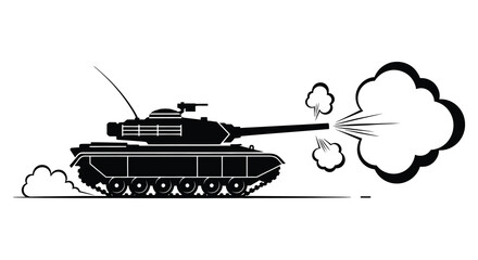 A dynamic representation of a tank firing its cannon shown in a striking silhouette © nhpvect02