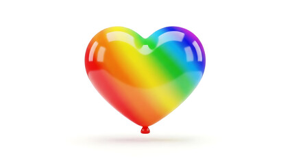 Rainbow heart shaped balloon on white background