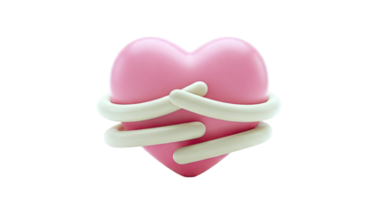 Pink Heart Hugged by Beige Arms 3D Render