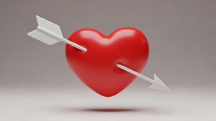 A red heart pierced by a white arrow in a symbolic representation of love