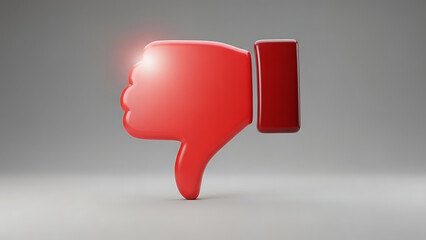 A 3d red thumbs down symbol with glowing effect