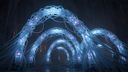 Light Tunnel Arch Glowing Blue