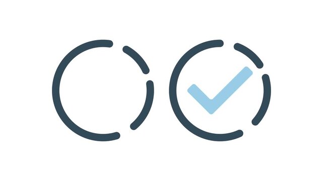 Checkmark yes no animation icon. Video footage of yes or no, true or false with alpha channel. Animated pop-up blue check mark and blue cross X symbol on a transparent background. true or false motion