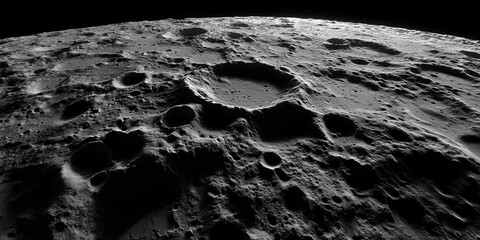 Macro Close-Up of Cratered Moon Surface Texture with Dramatic Side Lighting