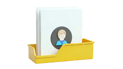 3D Icon of User Profile Cards in a Yellow Holder