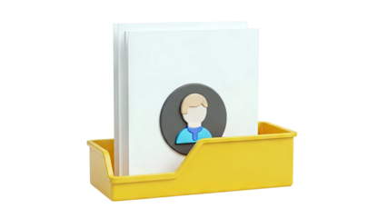 3D Icon of User Profile Cards in a Yellow Holder