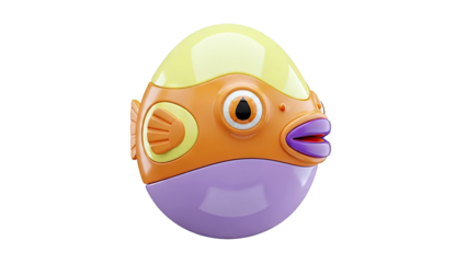 Stylized 3D Pufferfish Toy