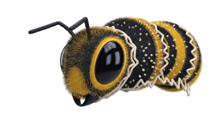 Stylized 3D Render of a Bee's Head and Thorax