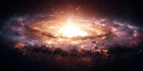 Obraz premium Supernova Explosion with Expanding Shockwave and Glowing Plasma Clouds in Deep Space