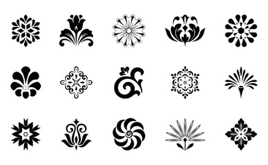 Flower icons set. Isolated elements for design. Vector graphics. Flower collection