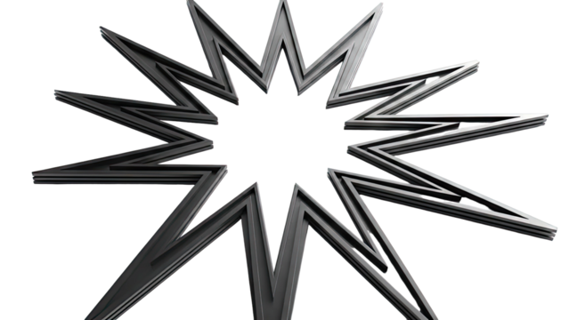 Abstract Black Starburst Sculpture - Powered by Adobe