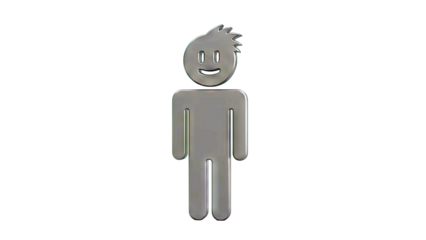 Black 3D Stick Figure with Spiky Hair and Happy Face