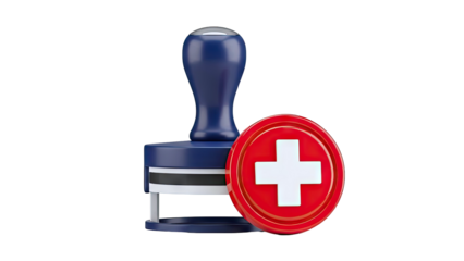 3D Render of a Medical Stamp with a Red Cross