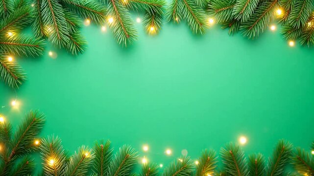 Christmas tree branches with lights