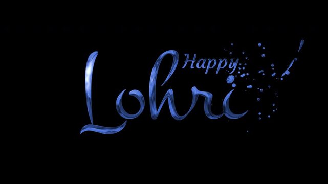 Happy lohri text on black background, suitable for festive messages, celebrations, cultural events, holiday greetings, and social media posts.