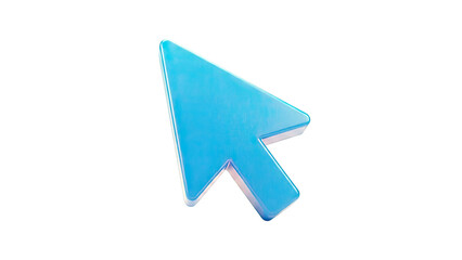 Blue 3D cursor arrow on white background