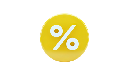 Yellow Circle with White Percentage Sign
