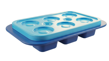 Blue ice cube tray with cup holders
