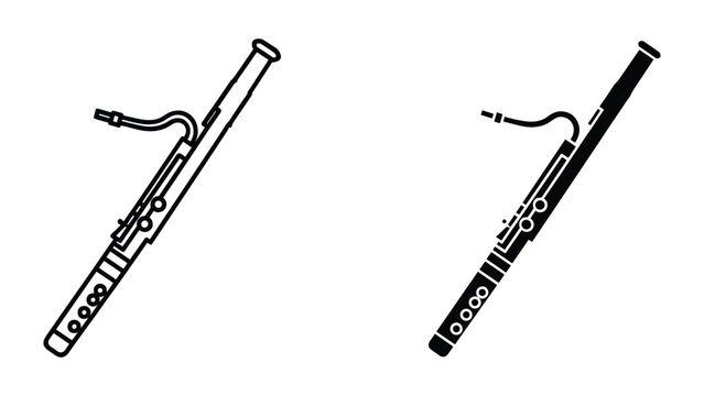 Bassoon Vector Illustration, Double Reed Musical Instrument