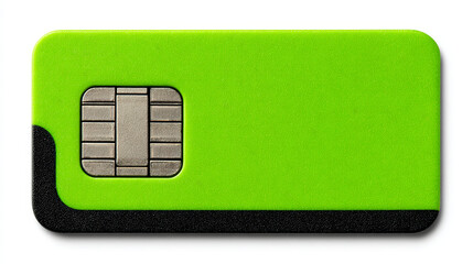 Credit card chip green card smart card payment card contact chip plastic card security finance banking technology Green credit card chip bright