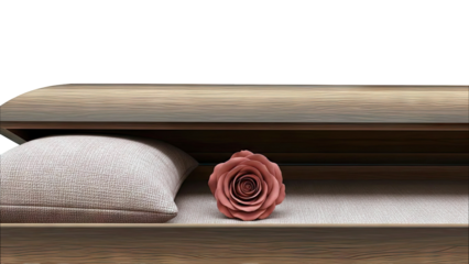Casket with Rose and Pillow