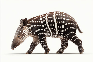 Juvenile tapir baby tapir spotted tapir walking animal side view white background wildlife mammal exotic species zoo animal cute wildlife Baby