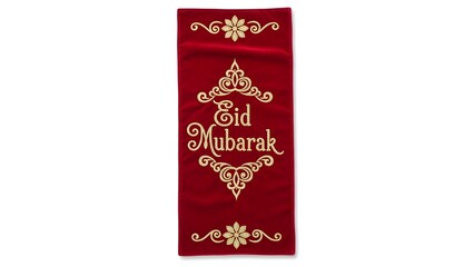 Eid Mubarak chocolate bar packaging design with golden ornamentation on red wrapper
