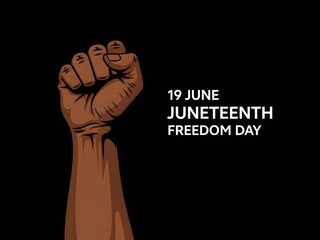 Juneteenth Freedom Day June 19 with Raised Fist, African American History and Civil Rights Concept.