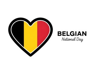Belgian National Day Background with Heart in Belgium Flag Colors, Patriotic Celebration Concept