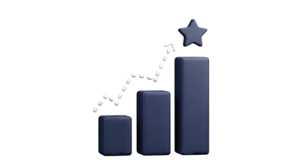 3D Bar Chart Showing Growth Towards a Star