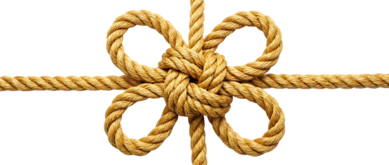 A detailed rope bowline knot on transparent background high quality professional modern elegant stylish clean crisp vibrant colorful digital creative innovative