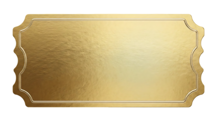 Gold ticket template with shiny metallic texture on transparent background high quality professional detailed modern elegant stylish clean crisp vibrant colorful