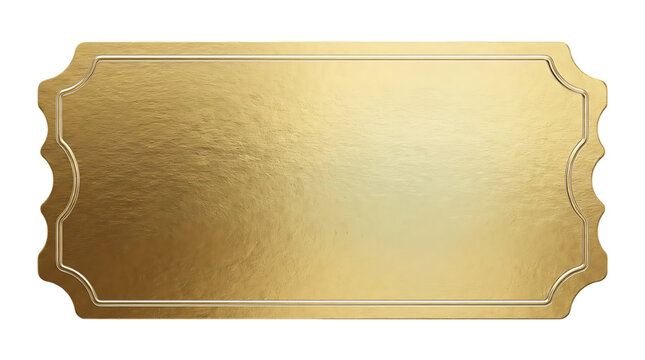 Gold ticket template with shiny metallic texture on transparent background high quality professional detailed modern elegant stylish clean crisp vibrant colorful