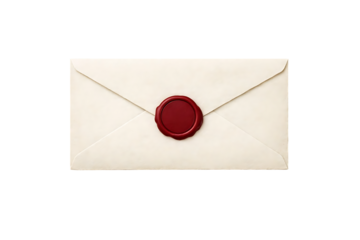 A white envelope with a red wax seal on transparent background high quality professional detailed modern elegant stylish clean crisp vibrant