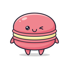 Fototapeta premium Adorable Pink Macaron Cartoon Character Illustration