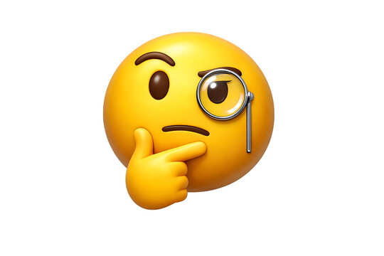 Thinking face emoji with glasses and hand on chin on transparent background high quality professional detailed modern elegant stylish clean crisp