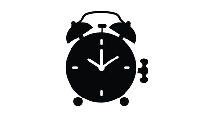A striking black silhouette of a classic alarm clock depicting time and morning routines silhouette © MIRAJ02