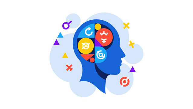 Abstract Mind with Symbols of Ideas and Thoughts